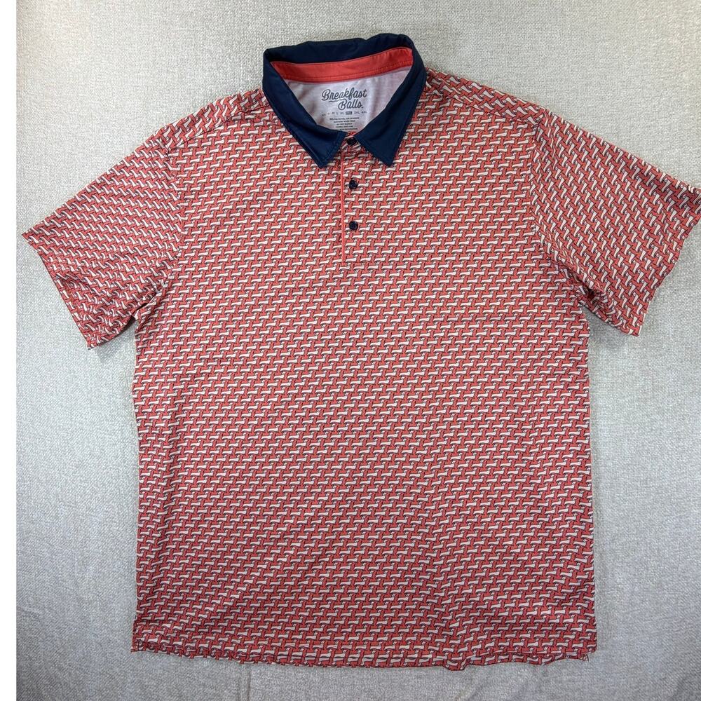 RSVLTS Mens 2XL Orange Blue Middle Ween Dogz All Day Performance Polo Shirt Golf